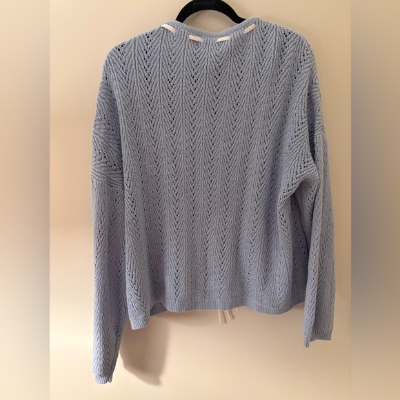 NWT Hollister Light Blue Open Knit Coquette Cardigan Relaxed Coastal Grandma - Picture 6 of 10